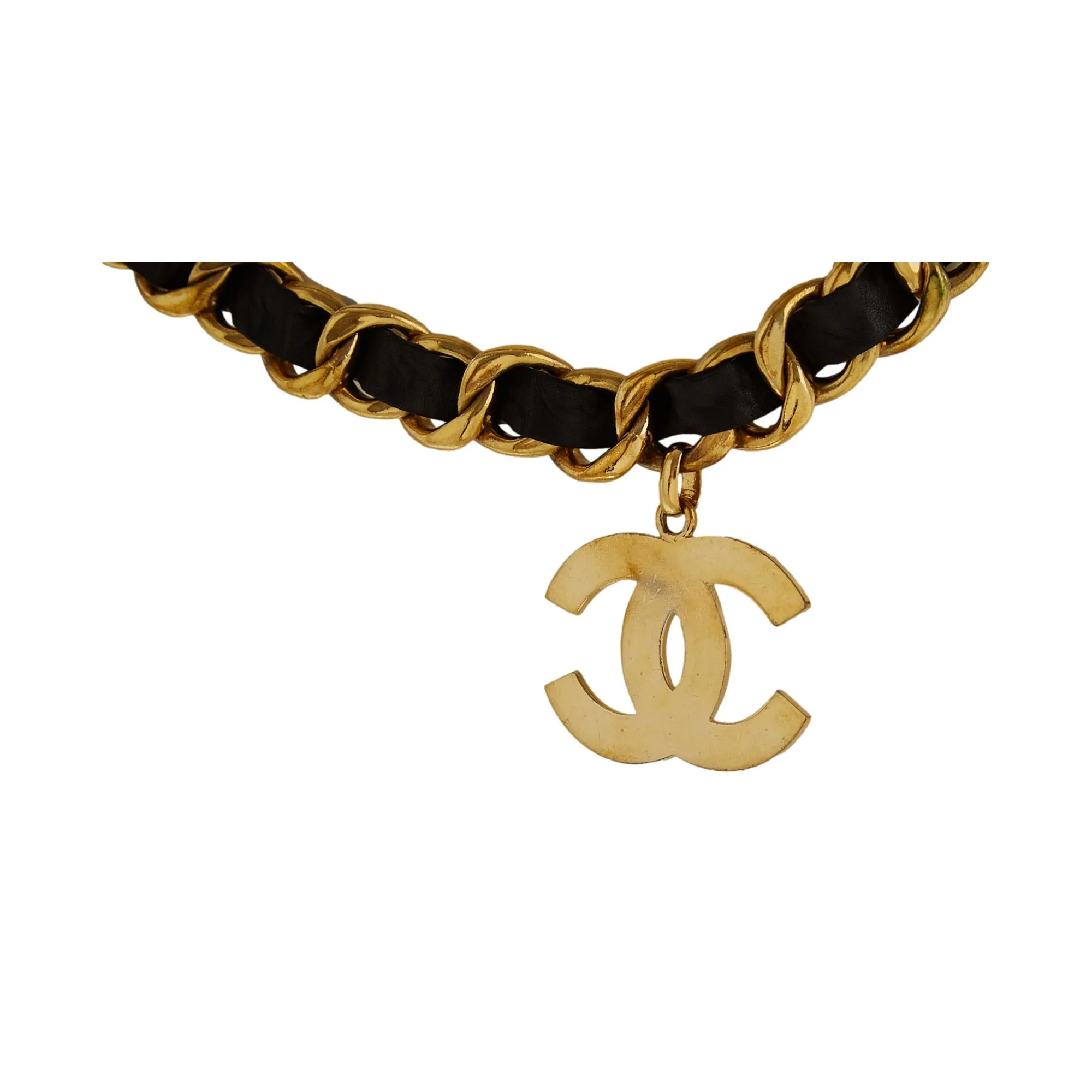 Chanel Black   Gold Jumbo Logo Chain Belt