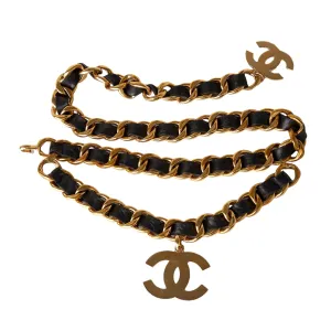 Chanel Black   Gold Jumbo Logo Chain Belt
