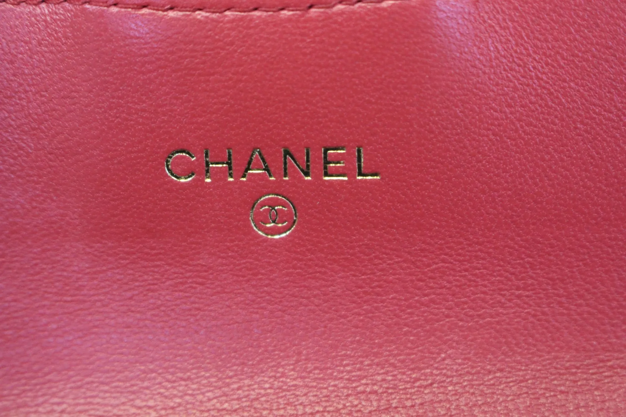 CHANEL Dark Pink Classic Flap Card Holder Case
