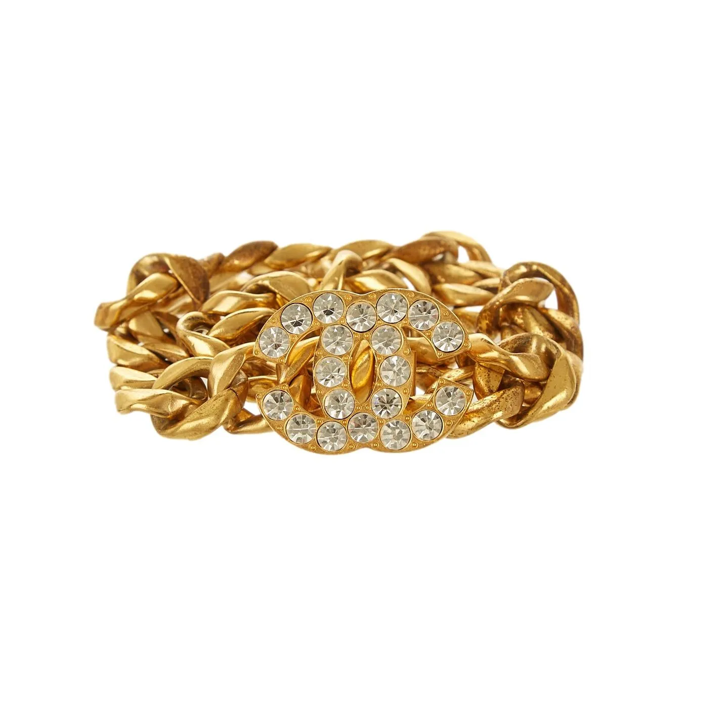 Chanel Gold Jumbo Crystal Logo Belt