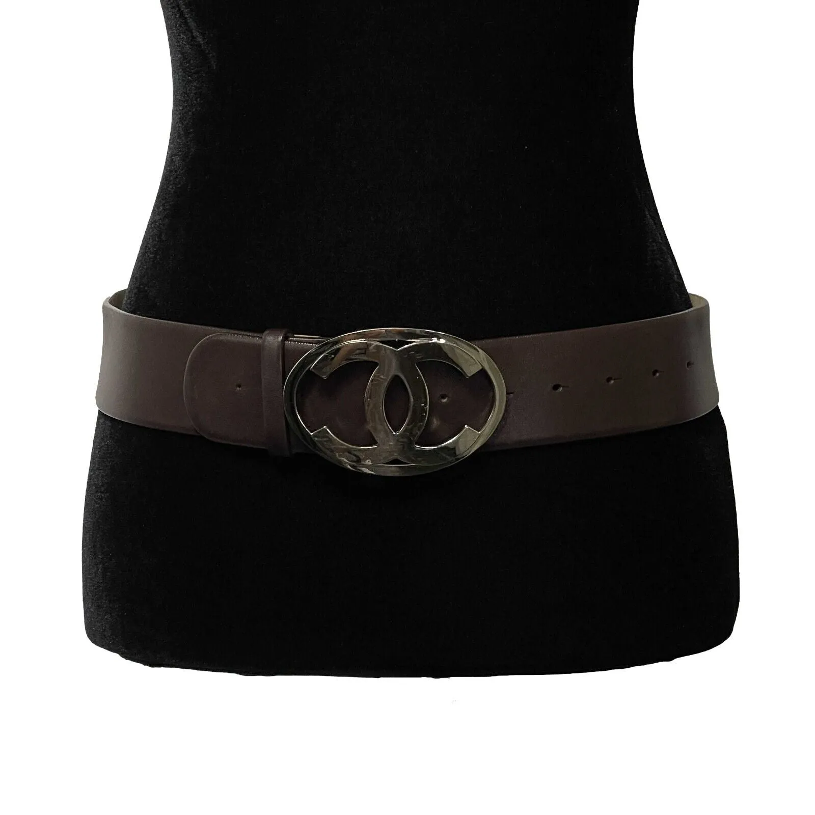 CHANEL - Jumbo Oval CC Logo Buckle Leather - Brown - 75-30 - Belt