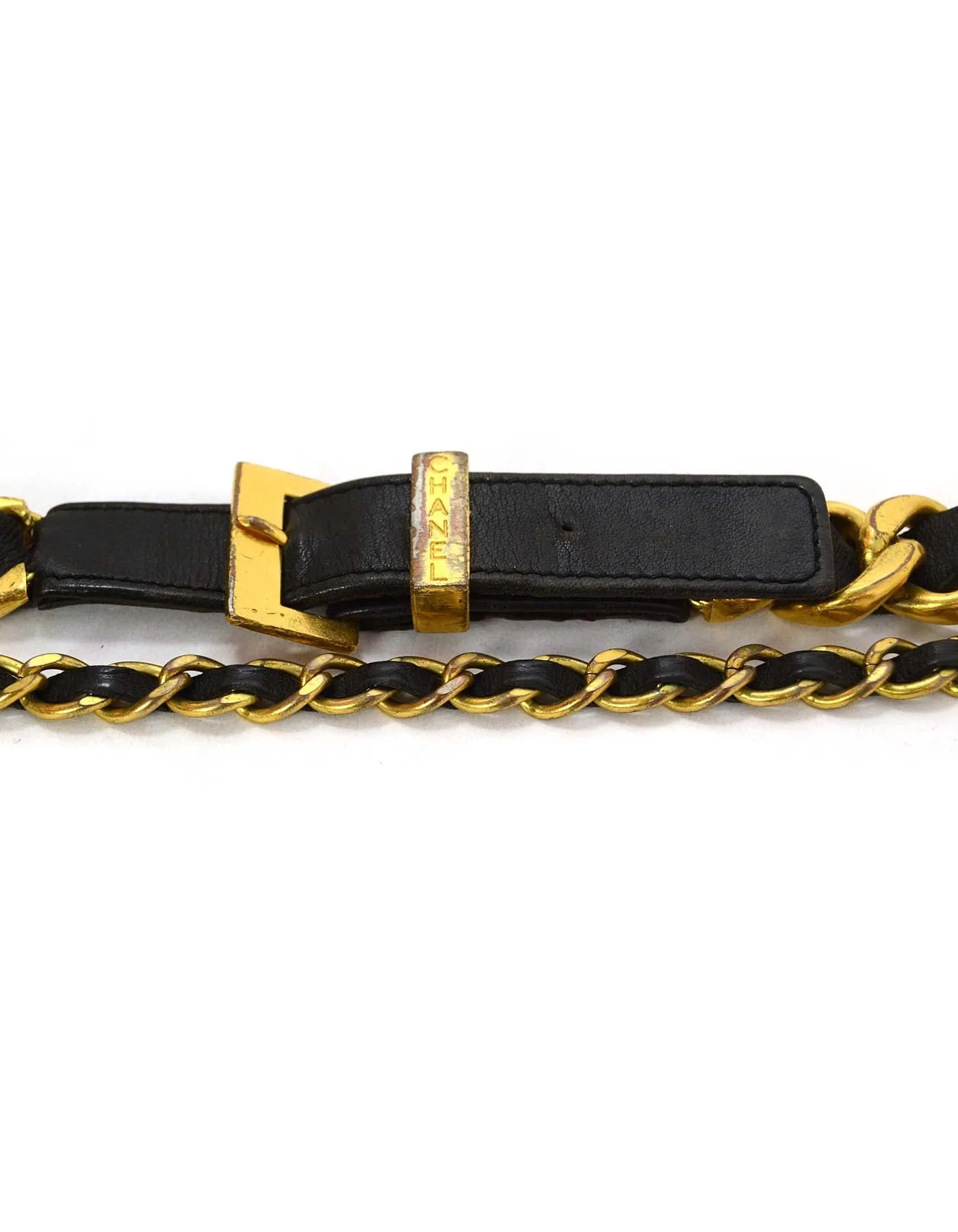 Chanel Vintage 93 Leather Woven Chain Link Belt sz 75