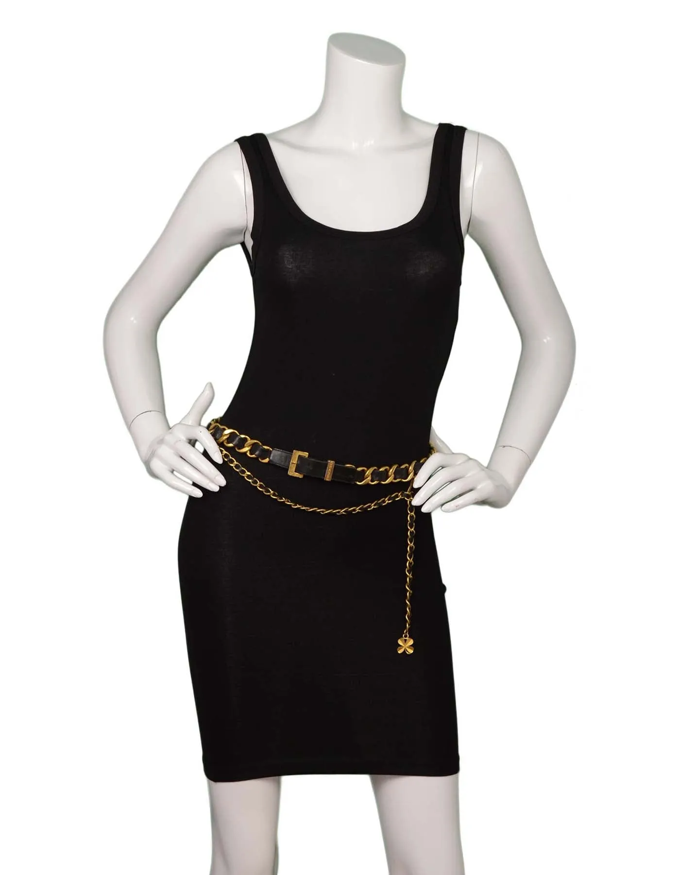 Chanel Vintage 93 Leather Woven Chain Link Belt sz 75