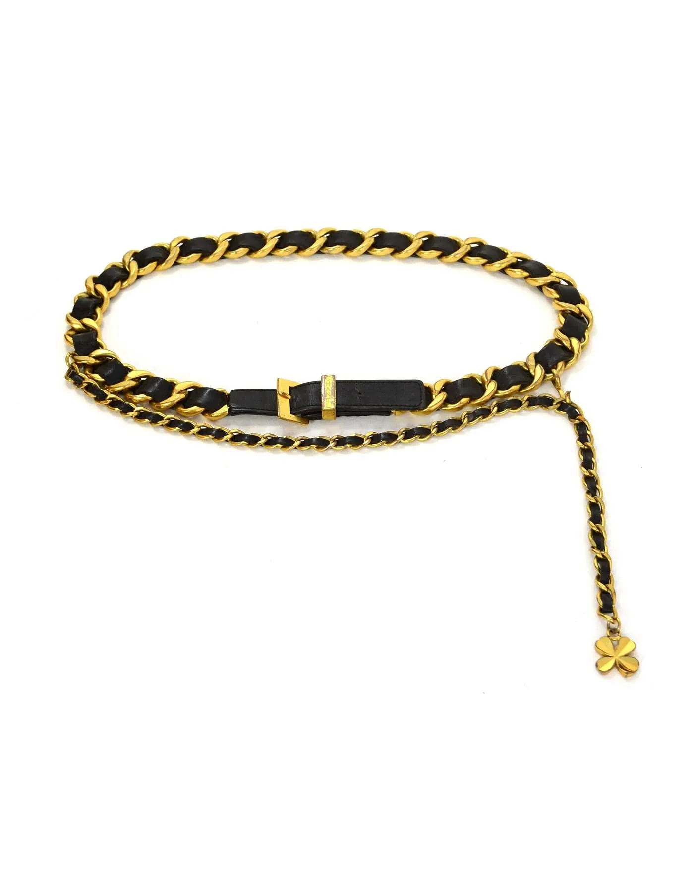Chanel Vintage 93 Leather Woven Chain Link Belt sz 75