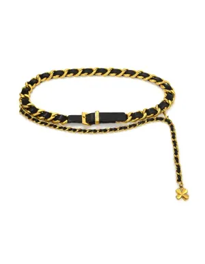 Chanel Vintage 93 Leather Woven Chain Link Belt sz 75