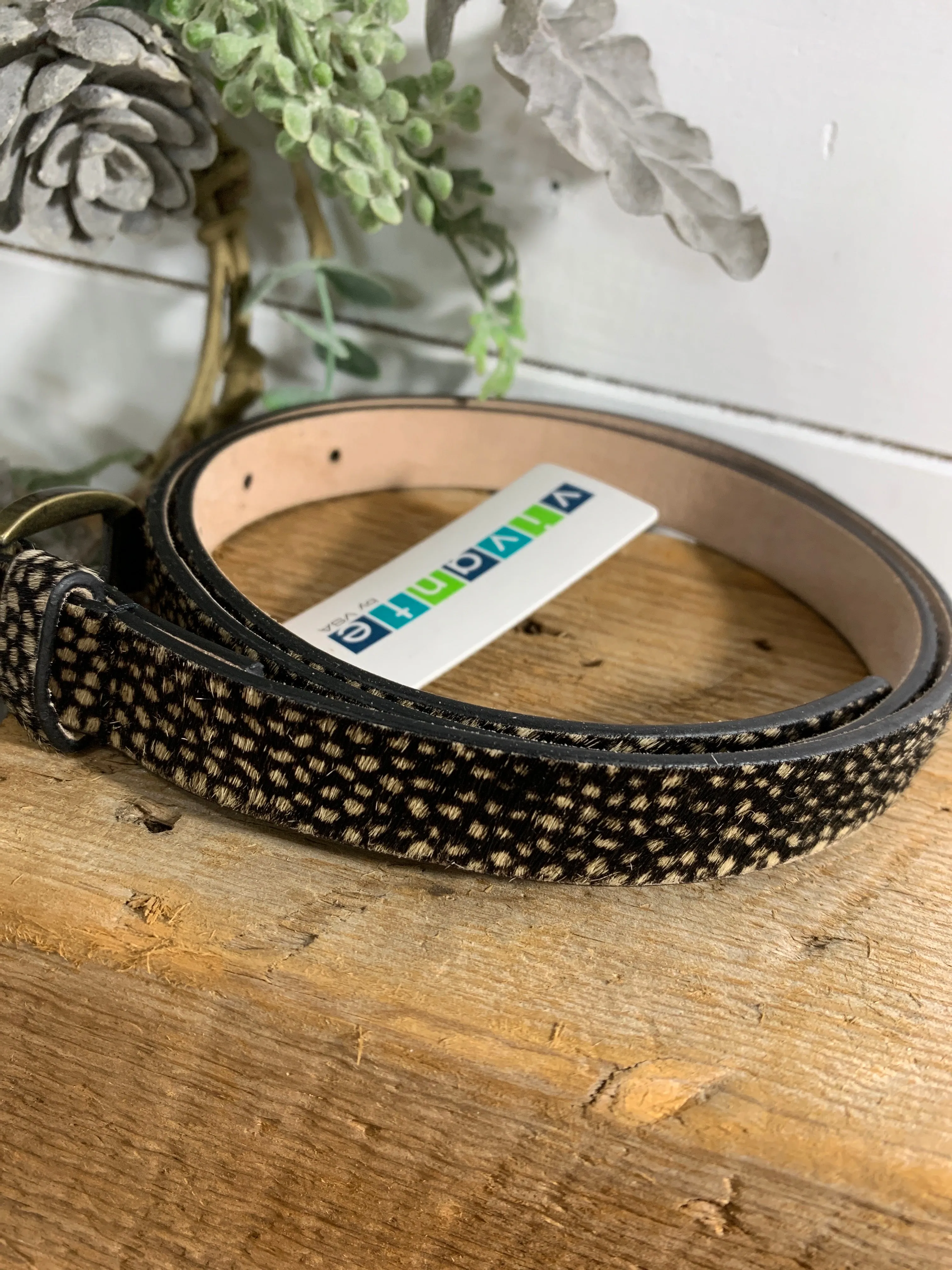 Cheetah Skin Leather Belt With Small Nickle Buckle ( SE-2186_Brown)