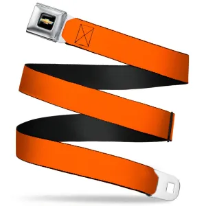 Chevy Bowtie Full Color Black/Gold Seatbelt Belt - Orange Webbing