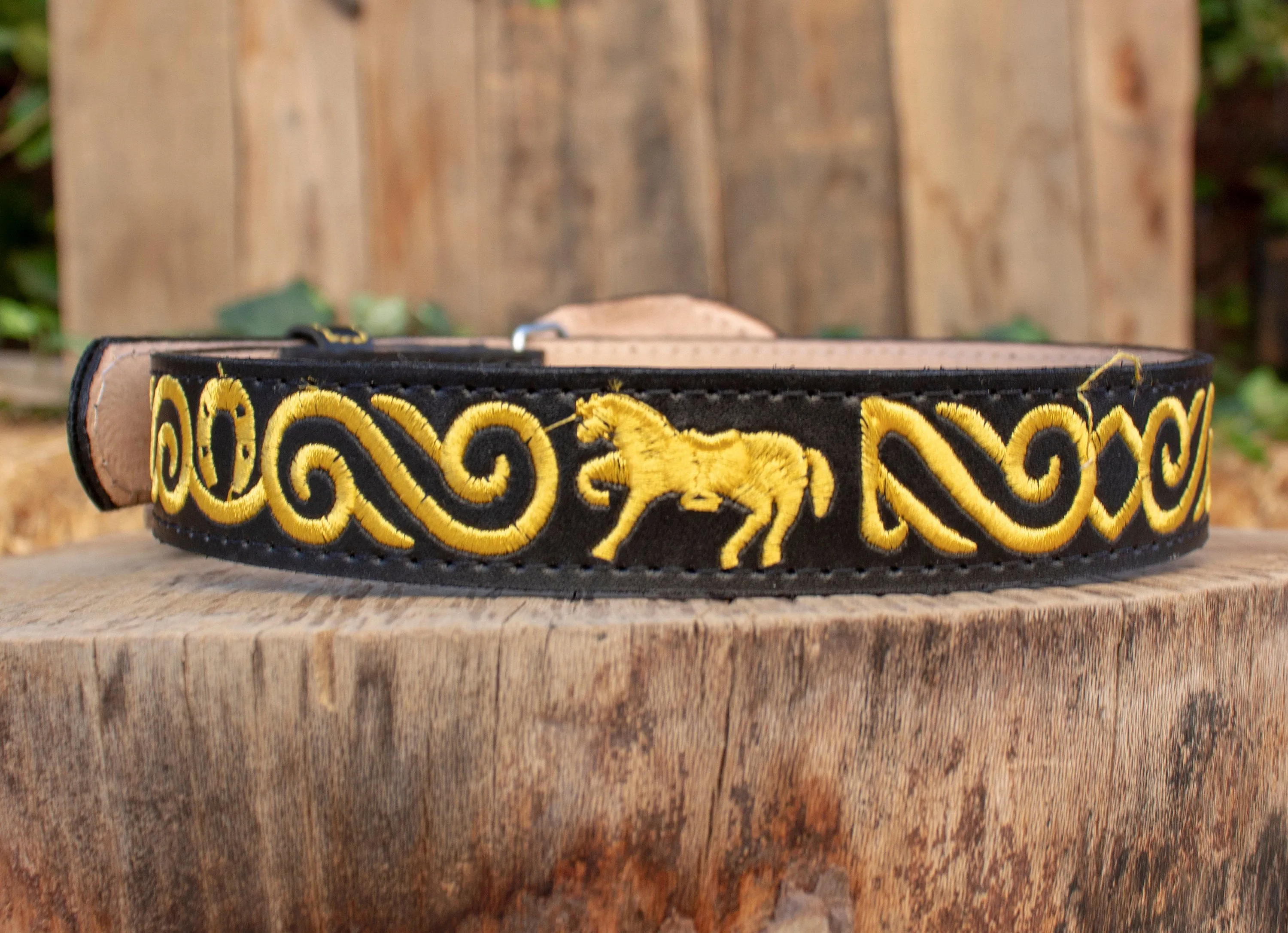 CHILDRENS YOUTH WESTERN HORSE EMBROIDERED COWBOY LEATHER BELT