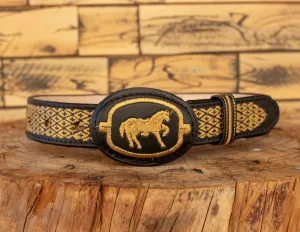 CHILDRENS YOUTH WESTERN HORSE EMBROIDERED COWBOY LEATHER BELT