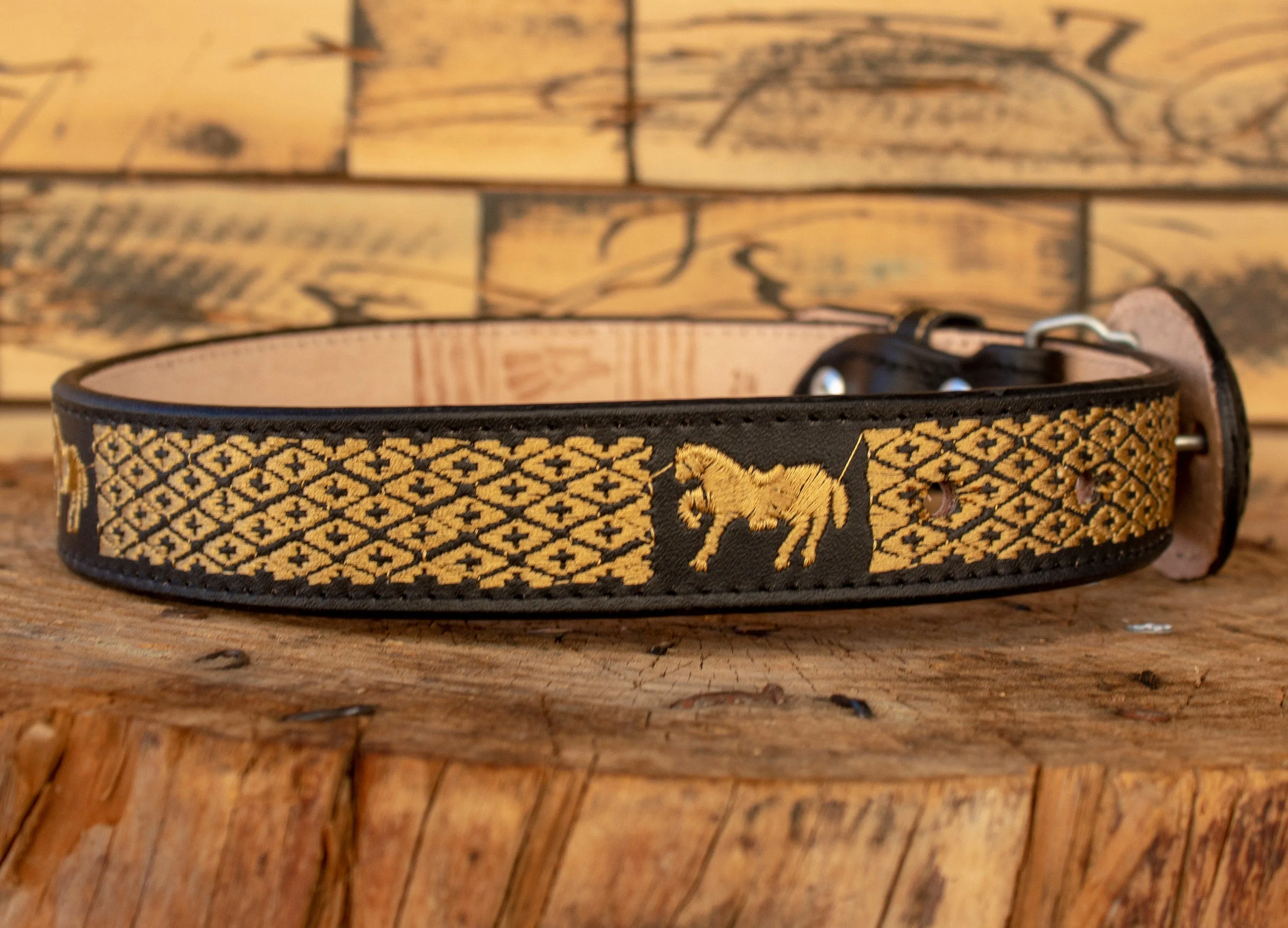 CHILDRENS YOUTH WESTERN HORSE EMBROIDERED COWBOY LEATHER BELT