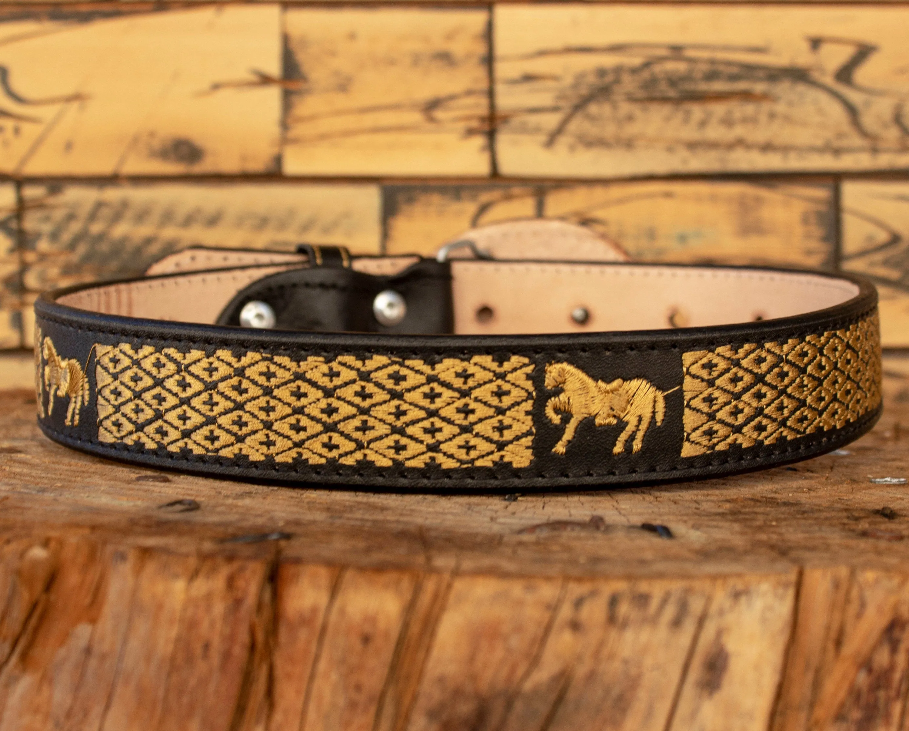 CHILDRENS YOUTH WESTERN HORSE EMBROIDERED COWBOY LEATHER BELT