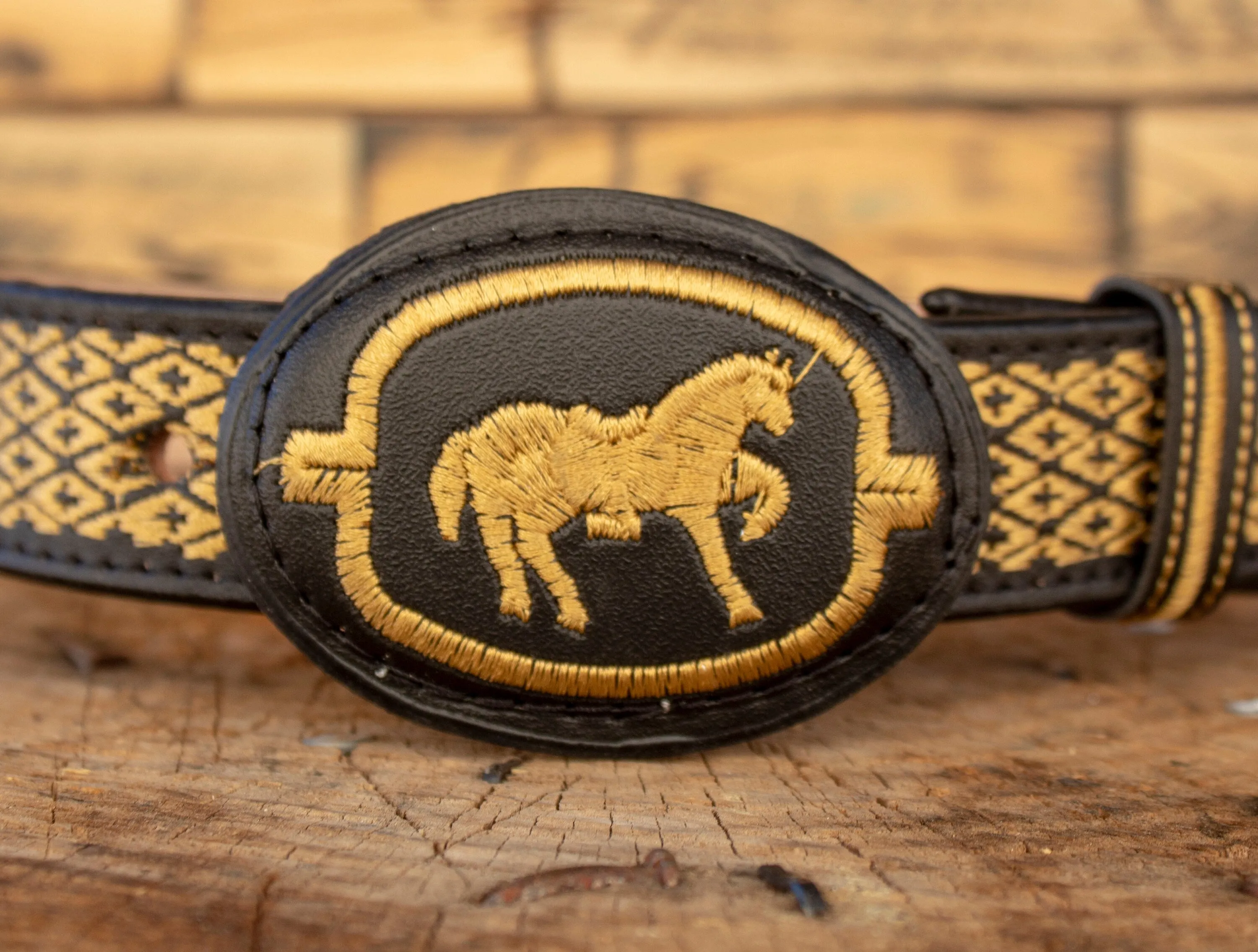 CHILDRENS YOUTH WESTERN HORSE EMBROIDERED COWBOY LEATHER BELT