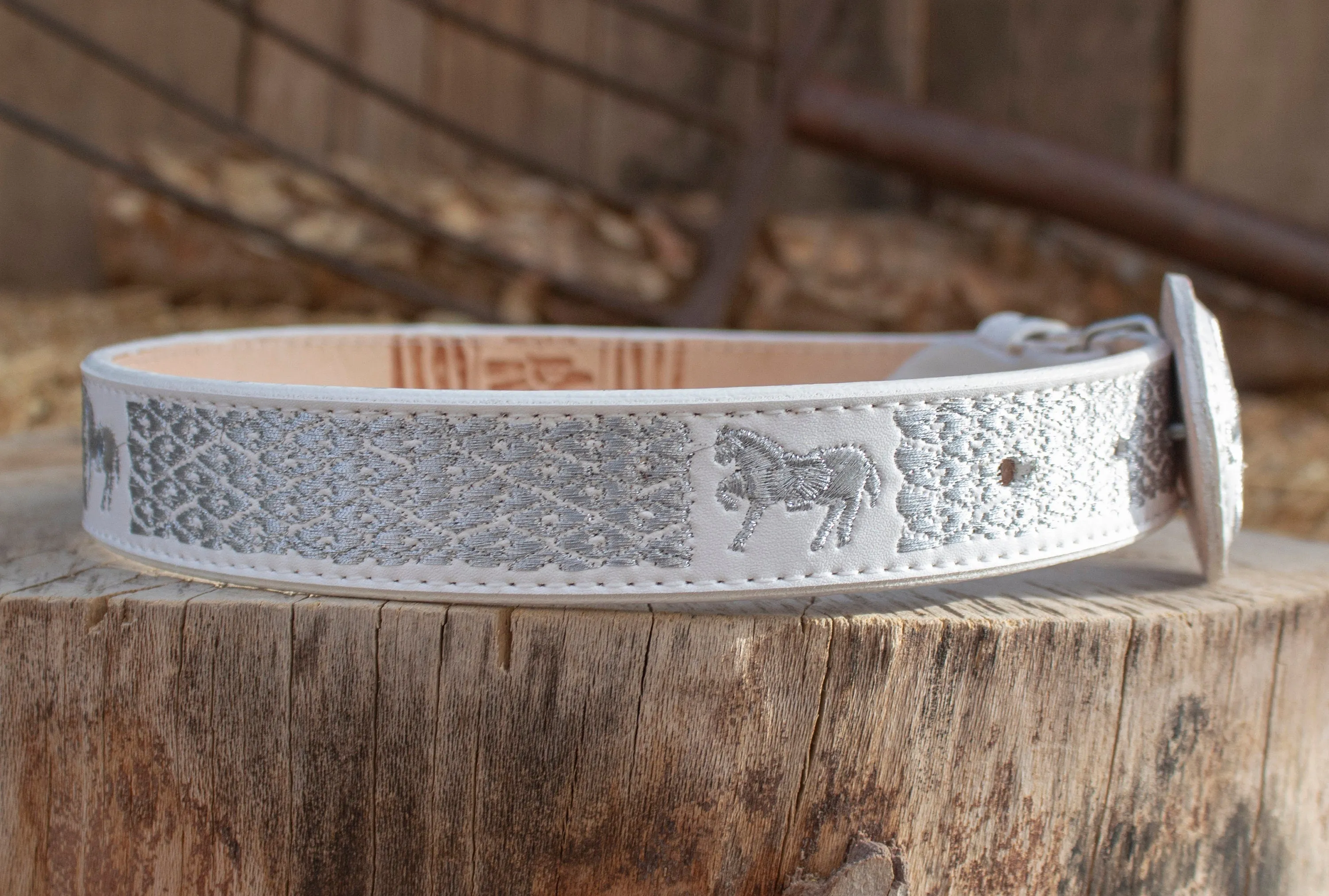 CHILDRENS YOUTH WESTERN HORSE EMBROIDEREDCOWBOY LEATHER BELT