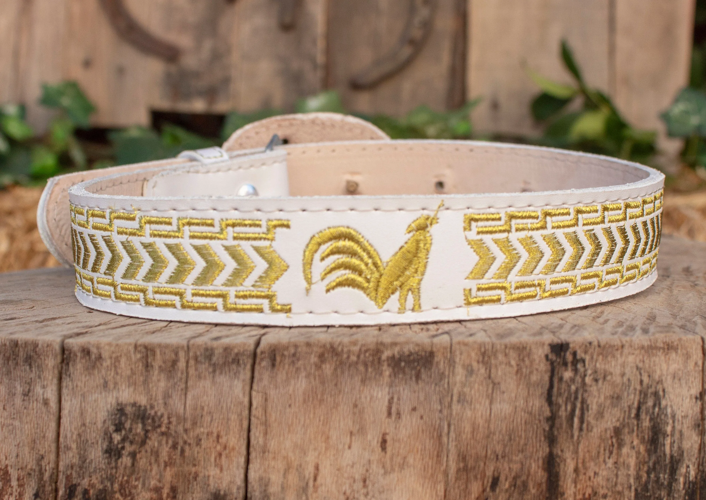 CHILDRENS YOUTH WESTERN ROOSTER GALLO EMBROIDERED COWBOY LEATHER BELT