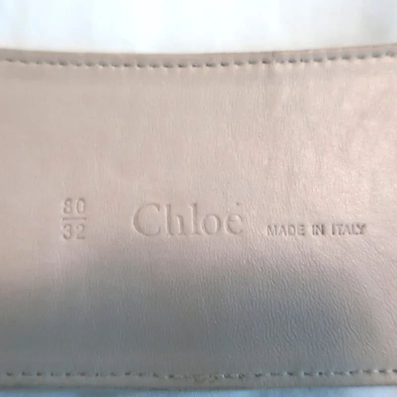 Chloe Tie-Front Wide Belt Floral Embroidered Light Pink Leather Size 80 US 32