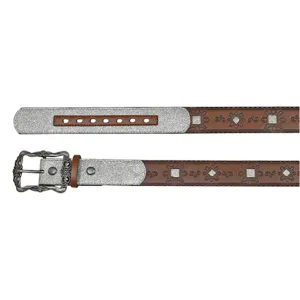 CL22032BE5-M Girl's Belt Catchfly Sparkly Silver and Brown