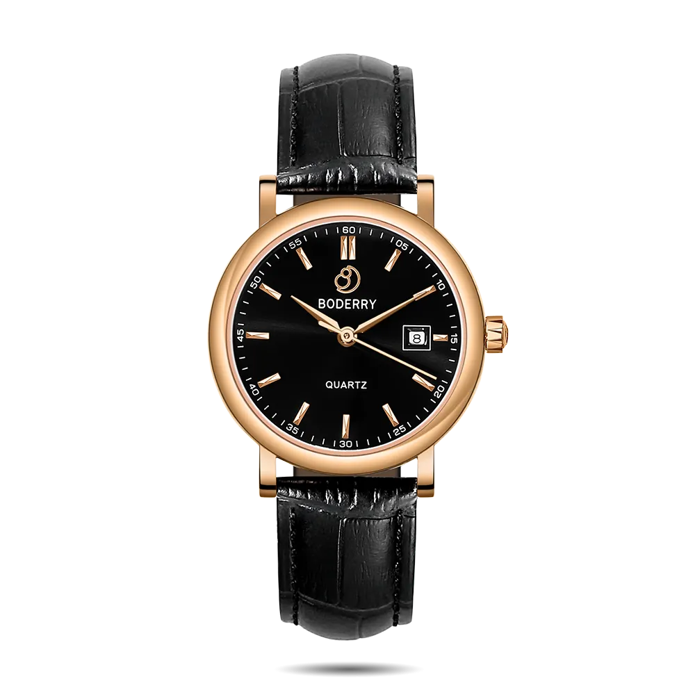 CLASSIC 36MM - Swiss Quartz Movement Watch | Rose Gold & Black