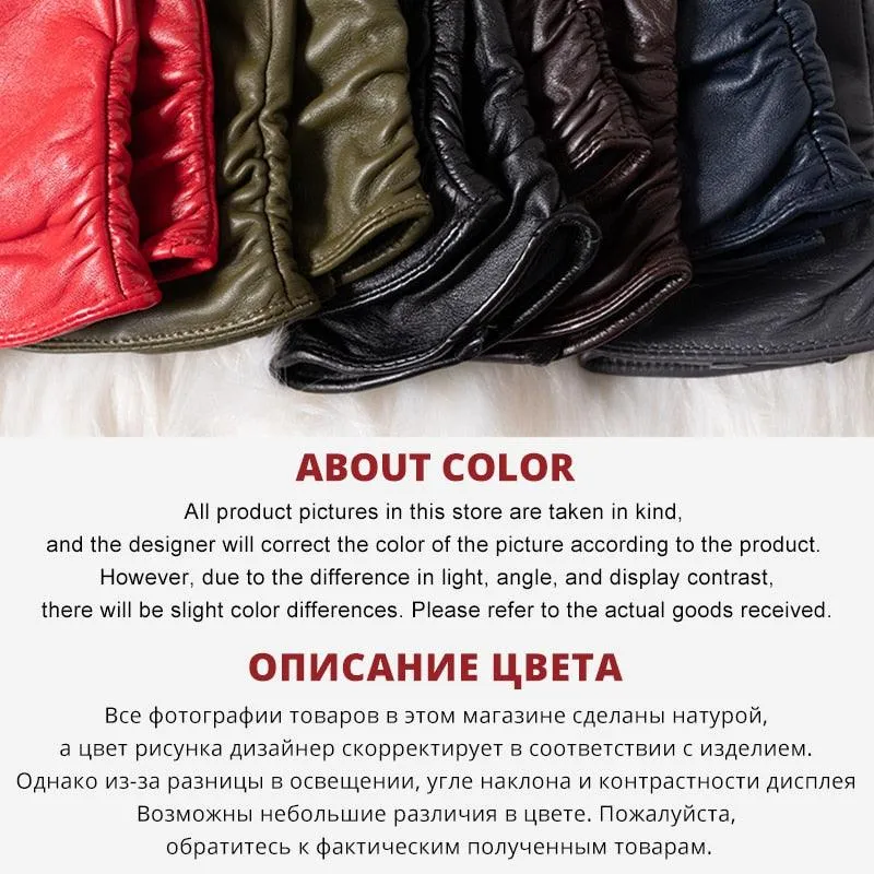 Classic pleated leather gloves