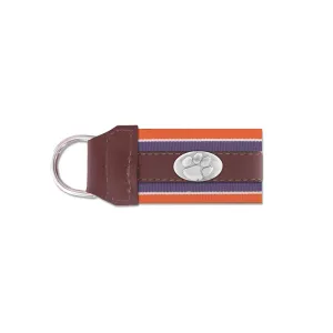 Clemson Concho Ribbon Leather Key Fob