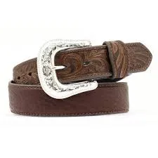 CLN2438902-46-Dark Brn Belt Nocona Bullhide Tooled