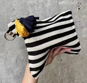 Clutch ~ Makeup Bag ~ Black/White Stripe