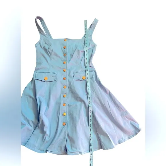 Color Me Courtney Blue Button Up Alle Utility Dress Jumper Skater Women’s Size 8