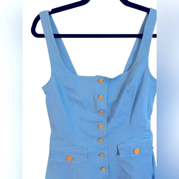 Color Me Courtney Blue Button Up Alle Utility Dress Jumper Skater Women’s Size 8