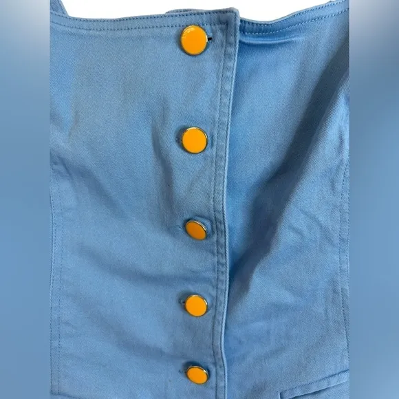 Color Me Courtney Blue Button Up Alle Utility Dress Jumper Skater Women’s Size 8