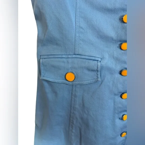 Color Me Courtney Blue Button Up Alle Utility Dress Jumper Skater Women’s Size 8
