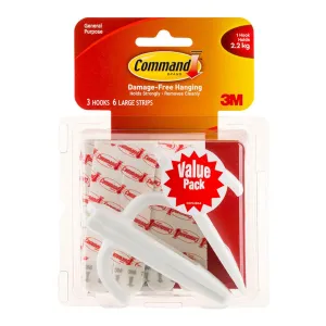 Command 3M Large Utility Hook x 3's Pack