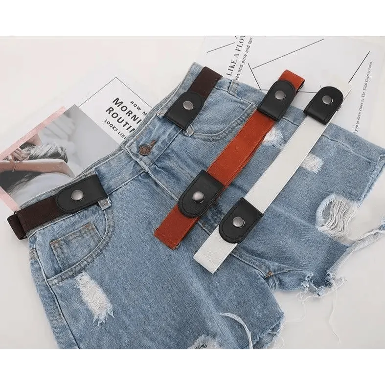 Cool Buckle-Free Stretch Elastic Waist Belt Unisex New Style No Buckle Fashion Waistbands For Men And Women Simple Black Stretch Belt Invisible Elastic Belt For Jeans Pants Dresses