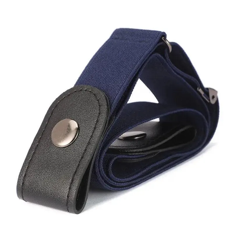 Cool Buckle-Free Stretch Elastic Waist Belt Unisex New Style No Buckle Fashion Waistbands For Men And Women Simple Black Stretch Belt Invisible Elastic Belt For Jeans Pants Dresses