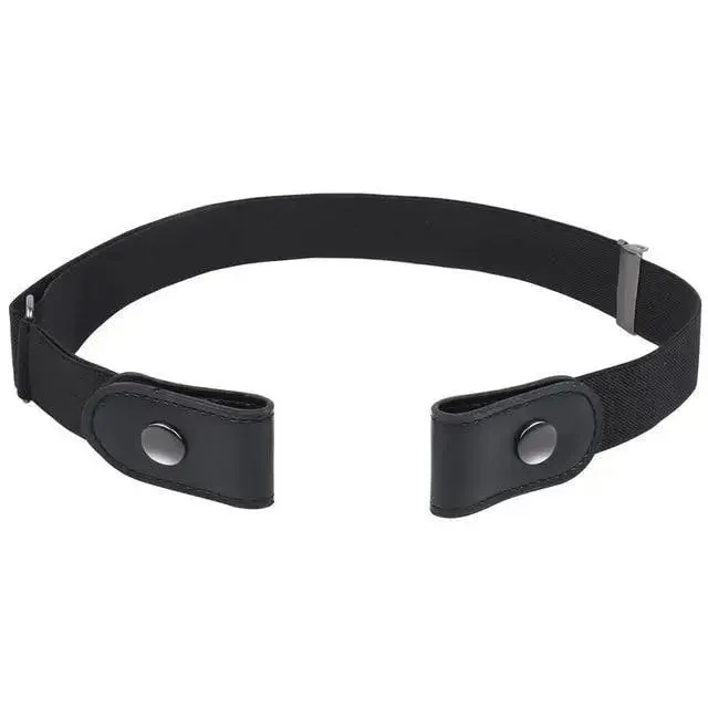 Cool Buckle-Free Stretch Elastic Waist Belt Unisex New Style No Buckle Fashion Waistbands For Men And Women Simple Black Stretch Belt Invisible Elastic Belt For Jeans Pants Dresses