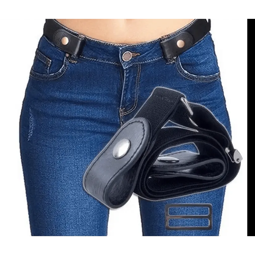 Cool Buckle-Free Stretch Elastic Waist Belt Unisex New Style No Buckle Fashion Waistbands For Men And Women Simple Black Stretch Belt Invisible Elastic Belt For Jeans Pants Dresses