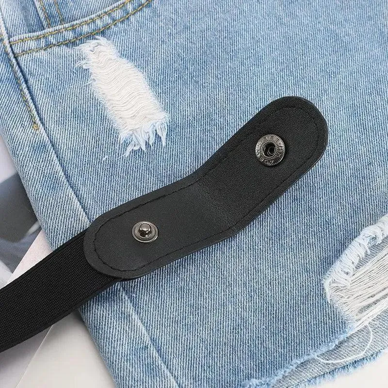 Cool Buckle-Free Stretch Elastic Waist Belt Unisex New Style No Buckle Fashion Waistbands For Men And Women Simple Black Stretch Belt Invisible Elastic Belt For Jeans Pants Dresses