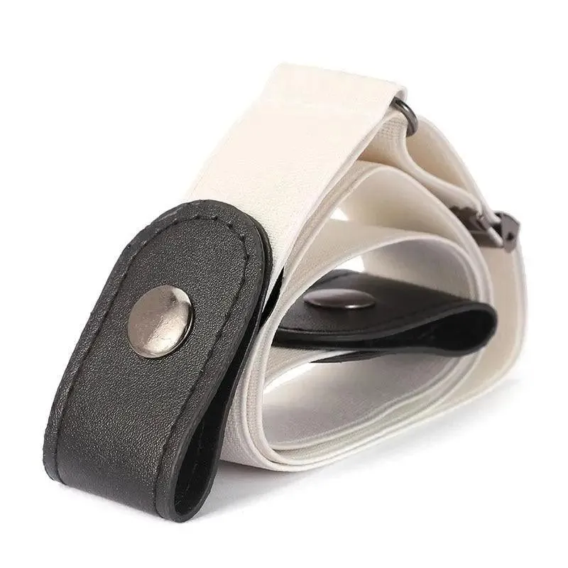 Cool Buckle-Free Stretch Elastic Waist Belt Unisex New Style No Buckle Fashion Waistbands For Men And Women Simple Black Stretch Belt Invisible Elastic Belt For Jeans Pants Dresses
