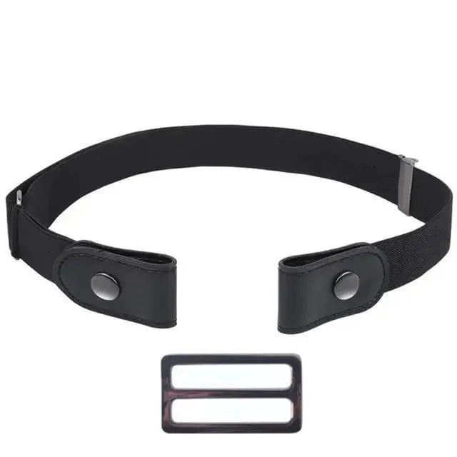Cool Buckle-Free Stretch Elastic Waist Belt Unisex New Style No Buckle Fashion Waistbands For Men And Women Simple Black Stretch Belt Invisible Elastic Belt For Jeans Pants Dresses