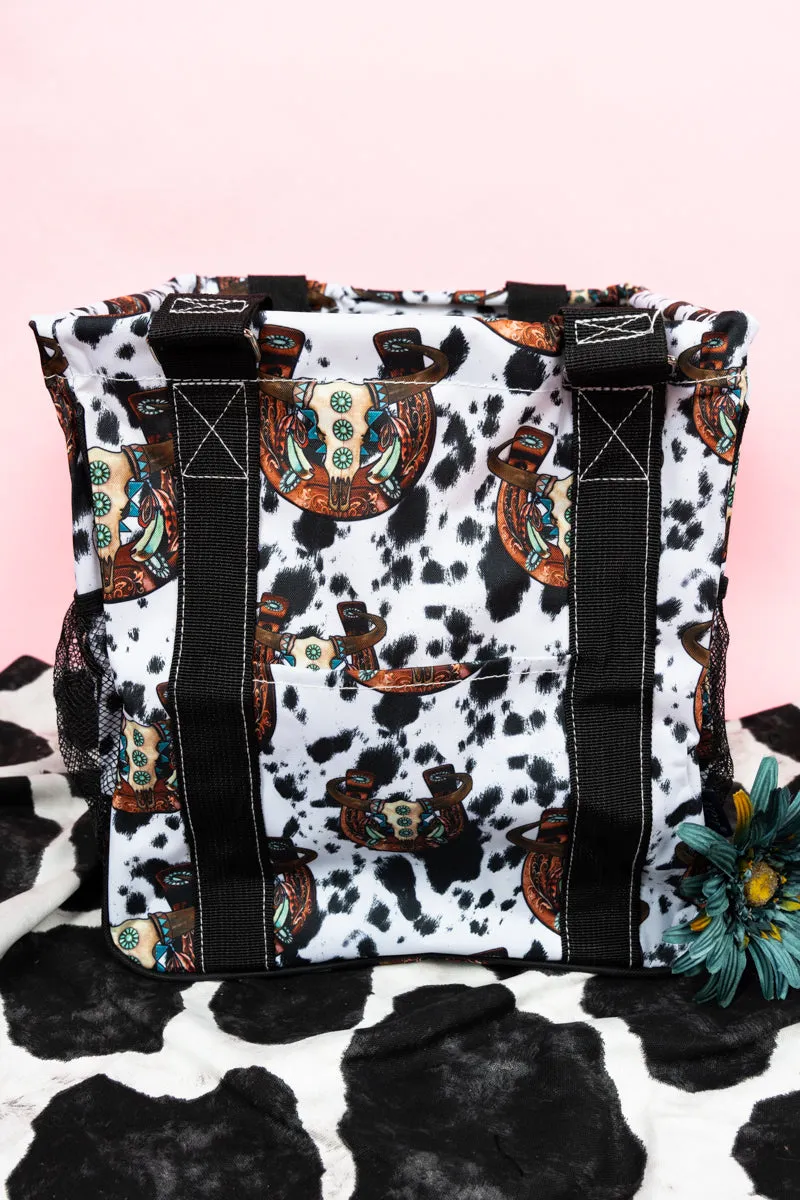 Corpus Christi Cow Mini Collapsible Haul-It-All Basket with Mesh Pockets