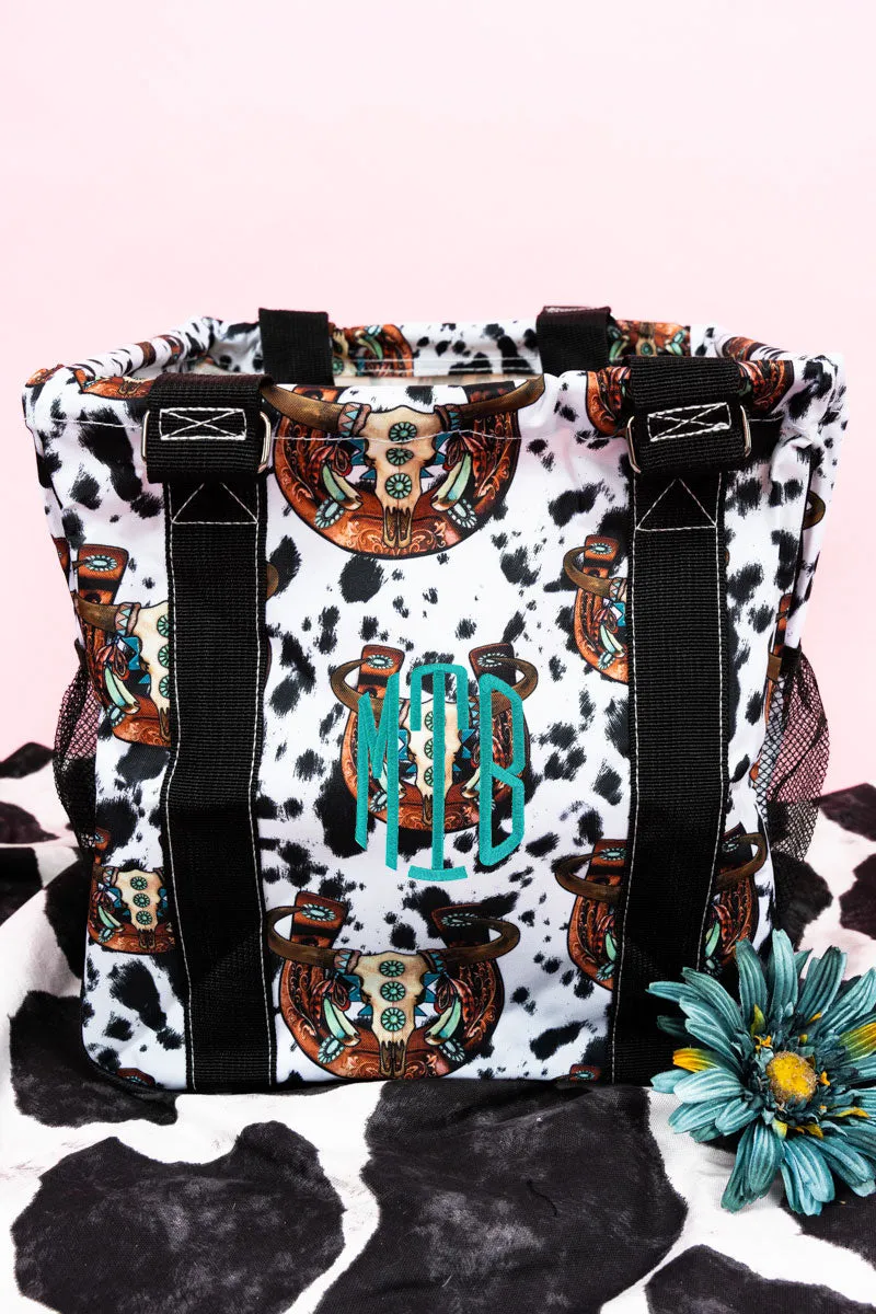Corpus Christi Cow Mini Collapsible Haul-It-All Basket with Mesh Pockets