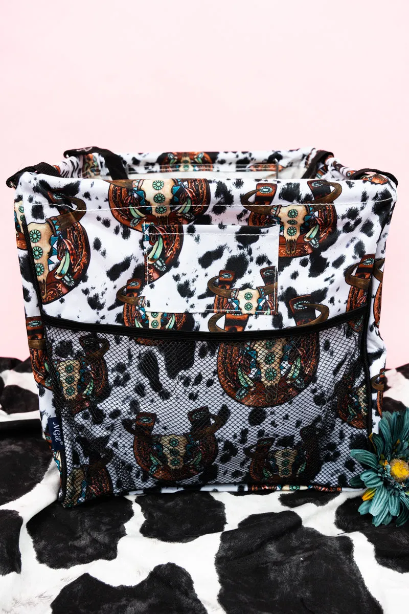 Corpus Christi Cow Mini Collapsible Haul-It-All Basket with Mesh Pockets
