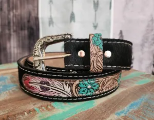 Cow hide leather belt