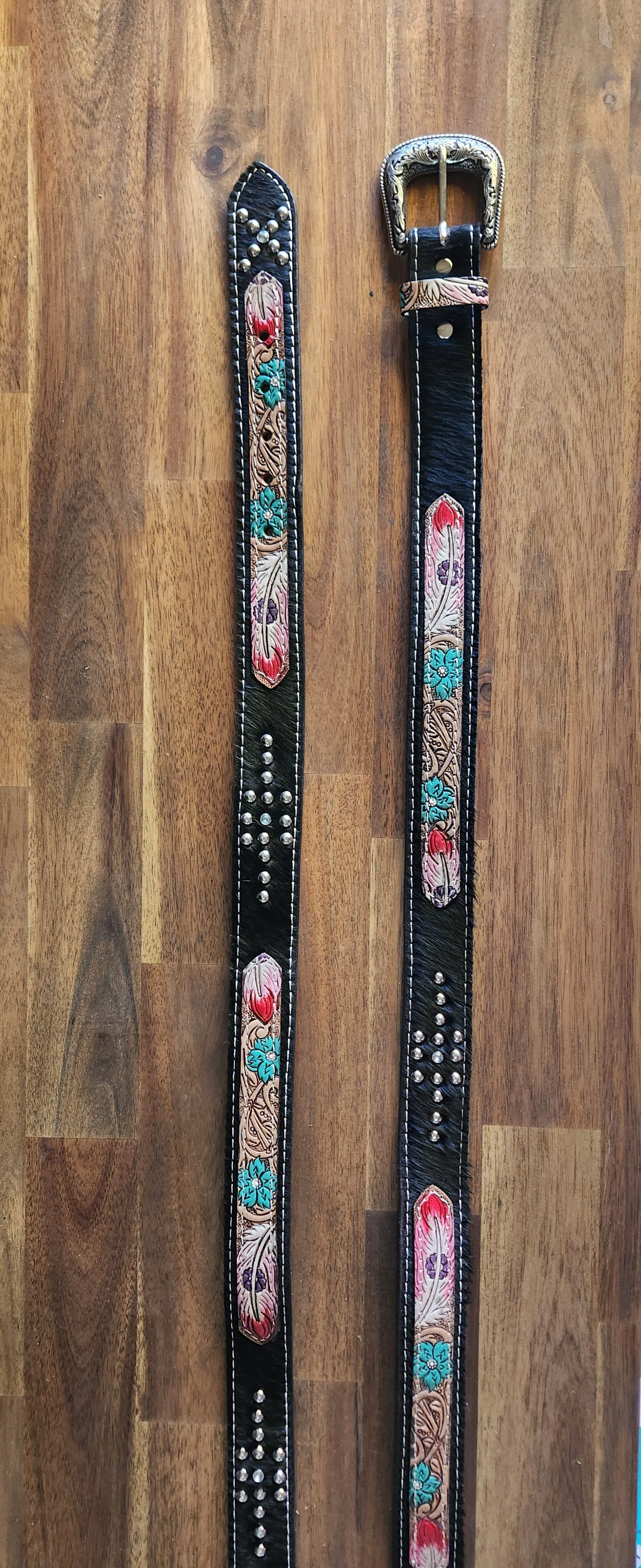 Cow hide leather belt