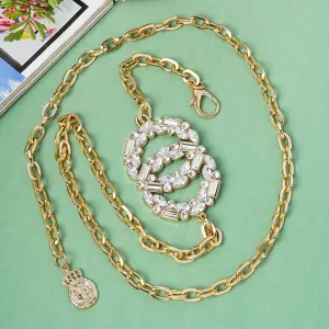 Crystal Buckle Gold Chain Belt