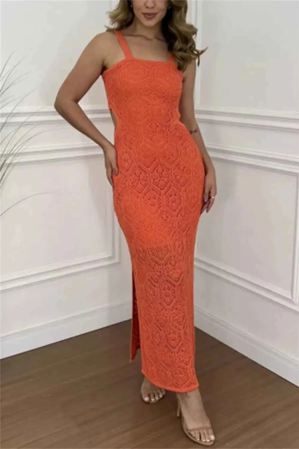Cutout Maxi Tank Dress with Side Slit