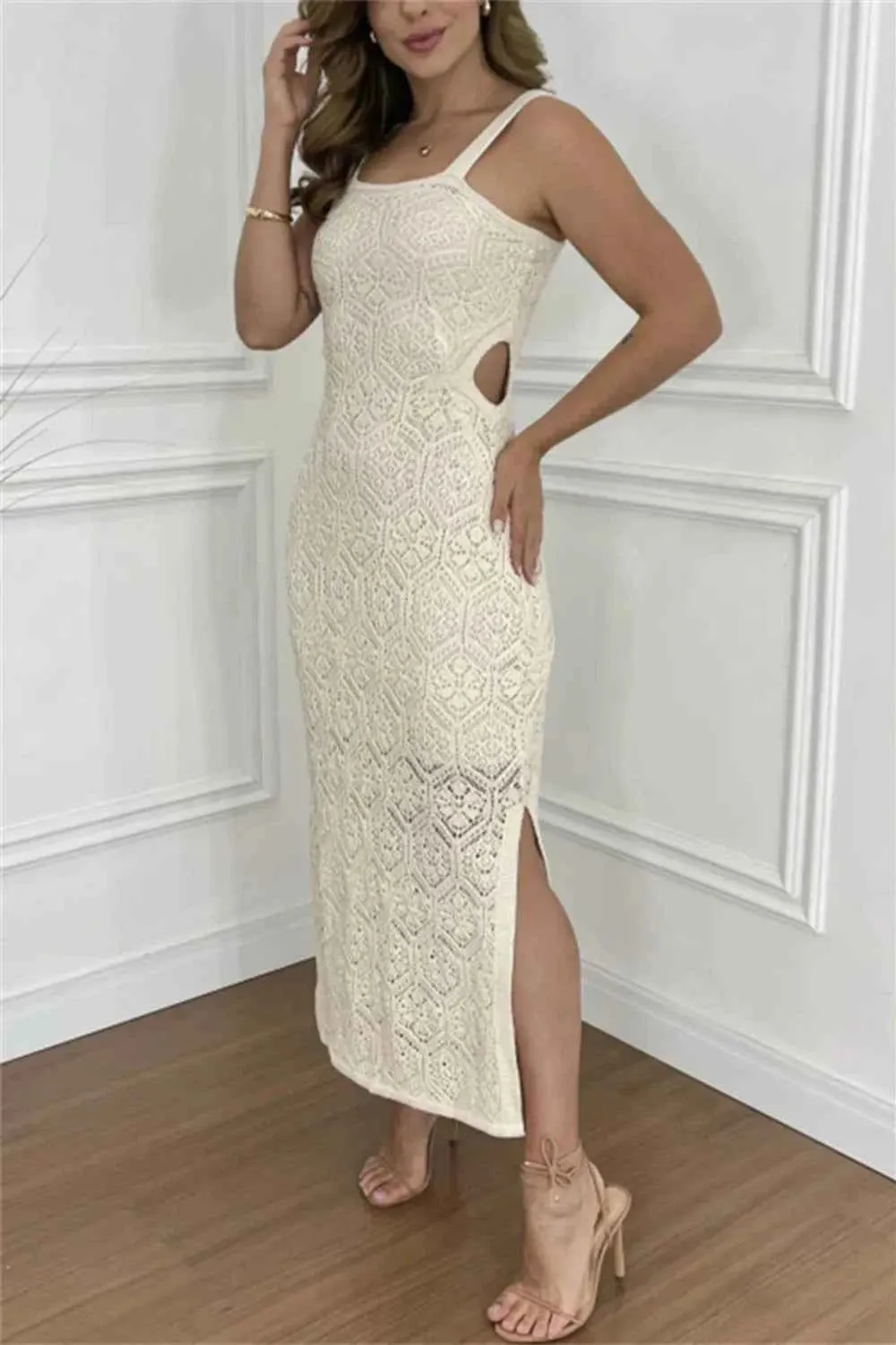 Cutout Maxi Tank Dress with Side Slit