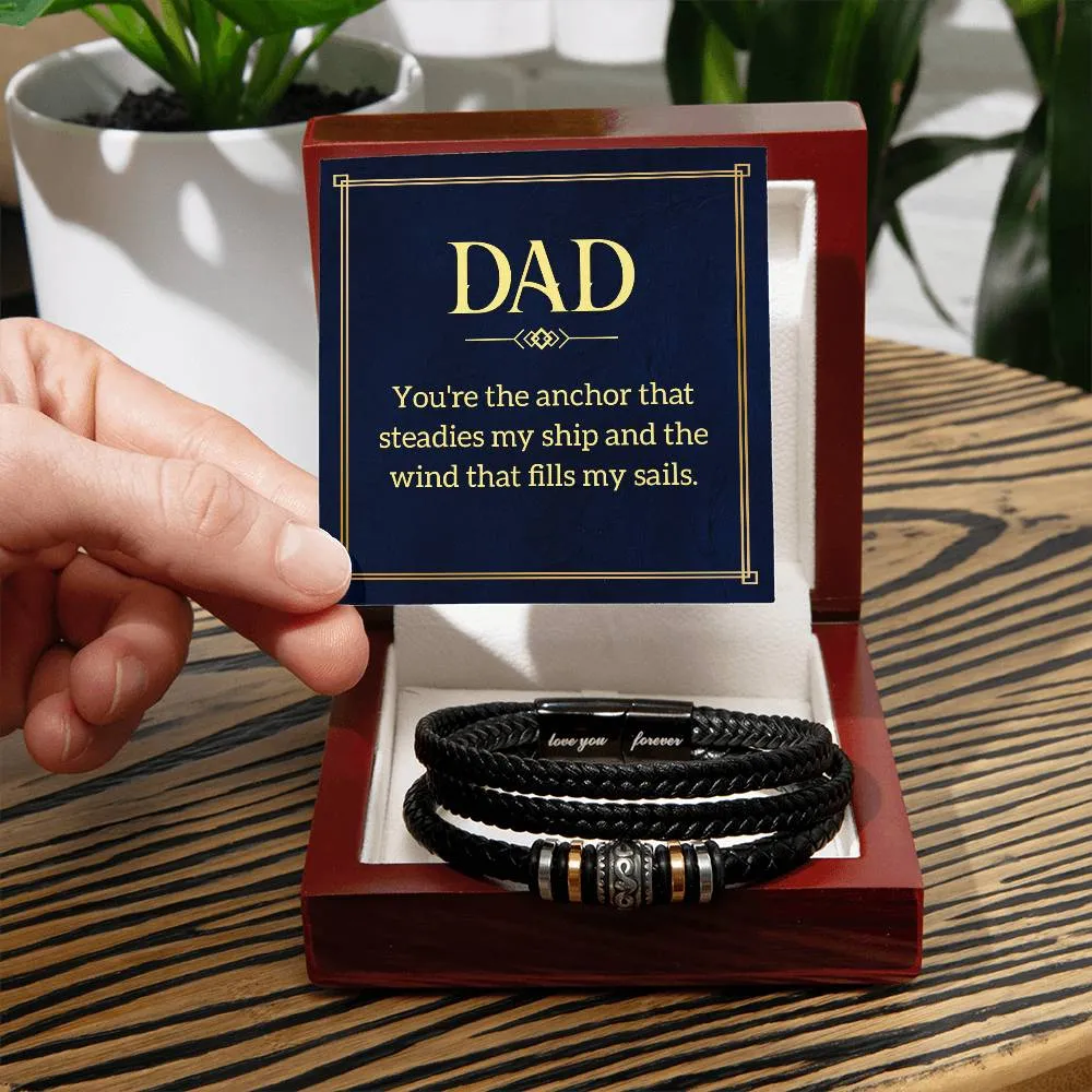 Dad, You're the Anchor, Love You Forever Leather Bracelet