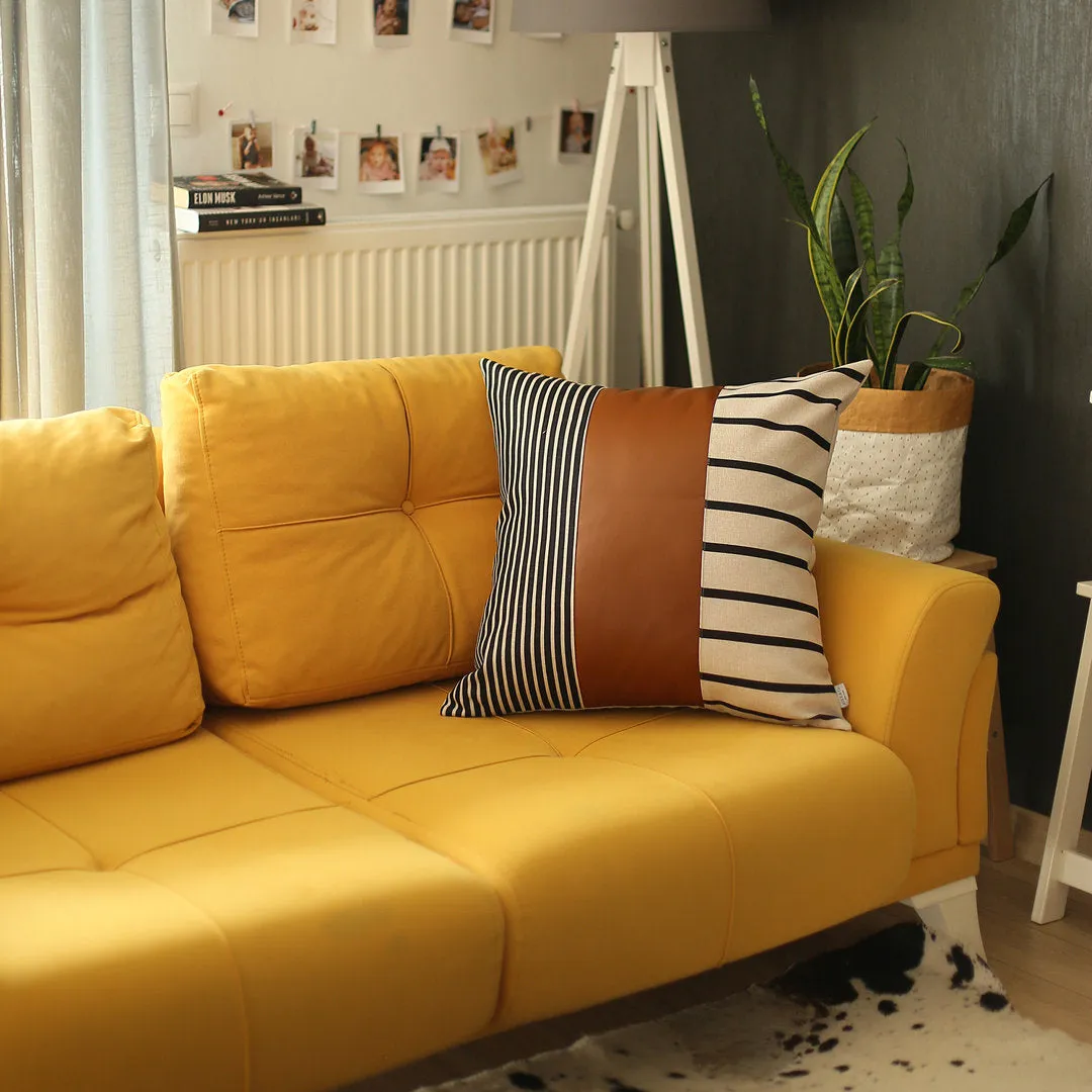 Decorative Faux Leather Pillowcase Decorative Geometric Square Pillow Cover Apolena Size: 24" x 24"