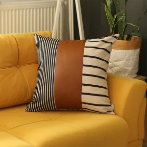 Decorative Faux Leather Pillowcase Decorative Geometric Square Pillow Cover Apolena Size: 24" x 24"