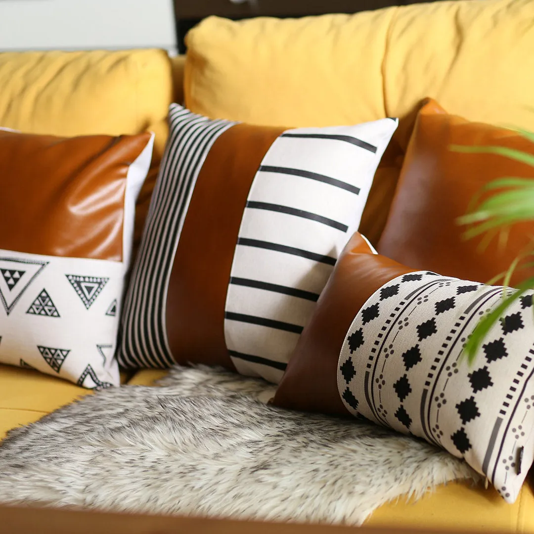 Decorative Faux Leather Pillowcase Decorative Geometric Square Pillow Cover Apolena Size: 24" x 24"