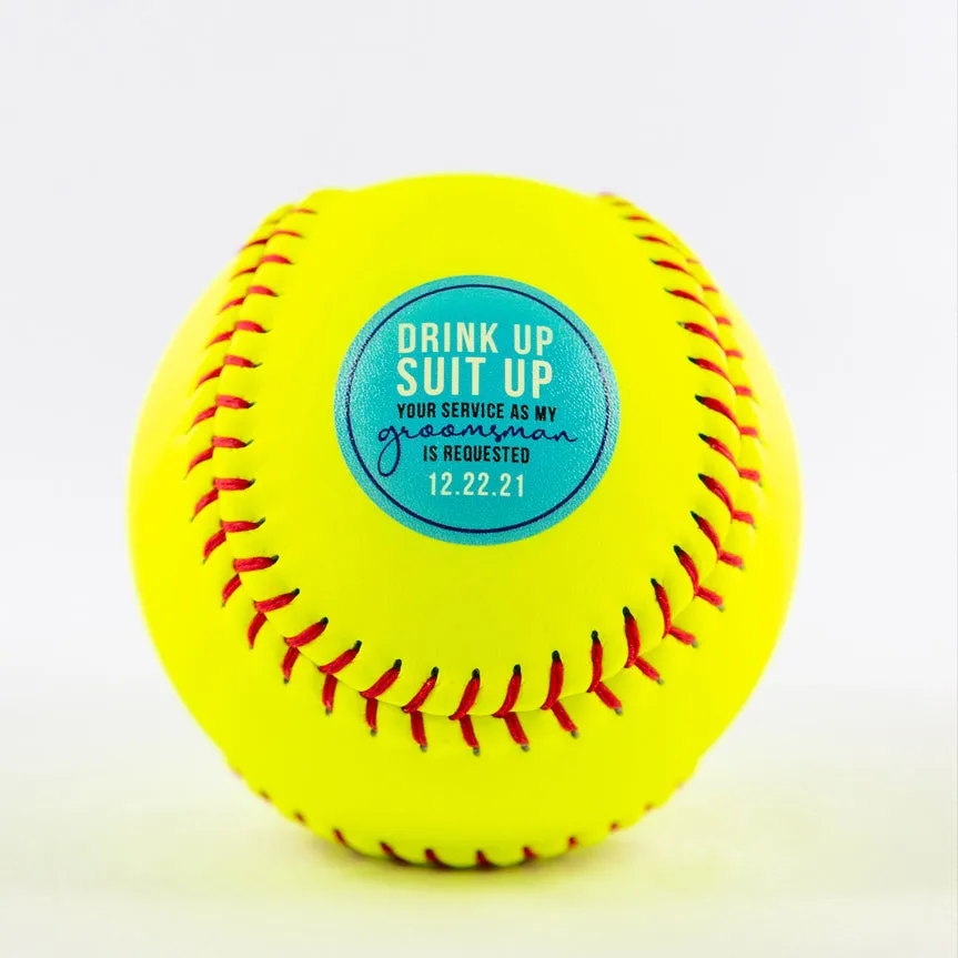Decorative Name & Wedding Party Role, Printed Softball